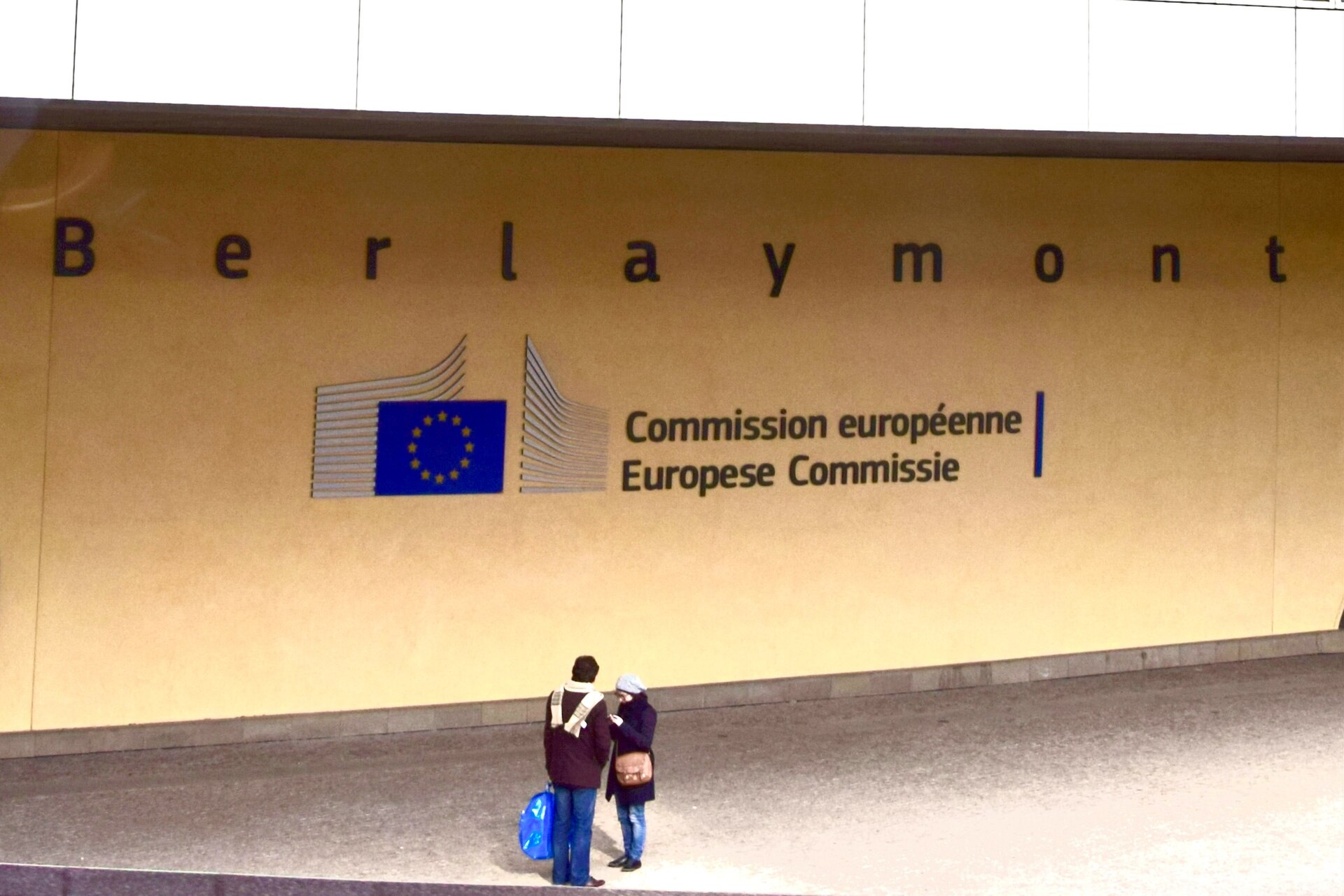 The cross-shaped glass Berlaymont building, headquarters of the European Commission in Brussels.