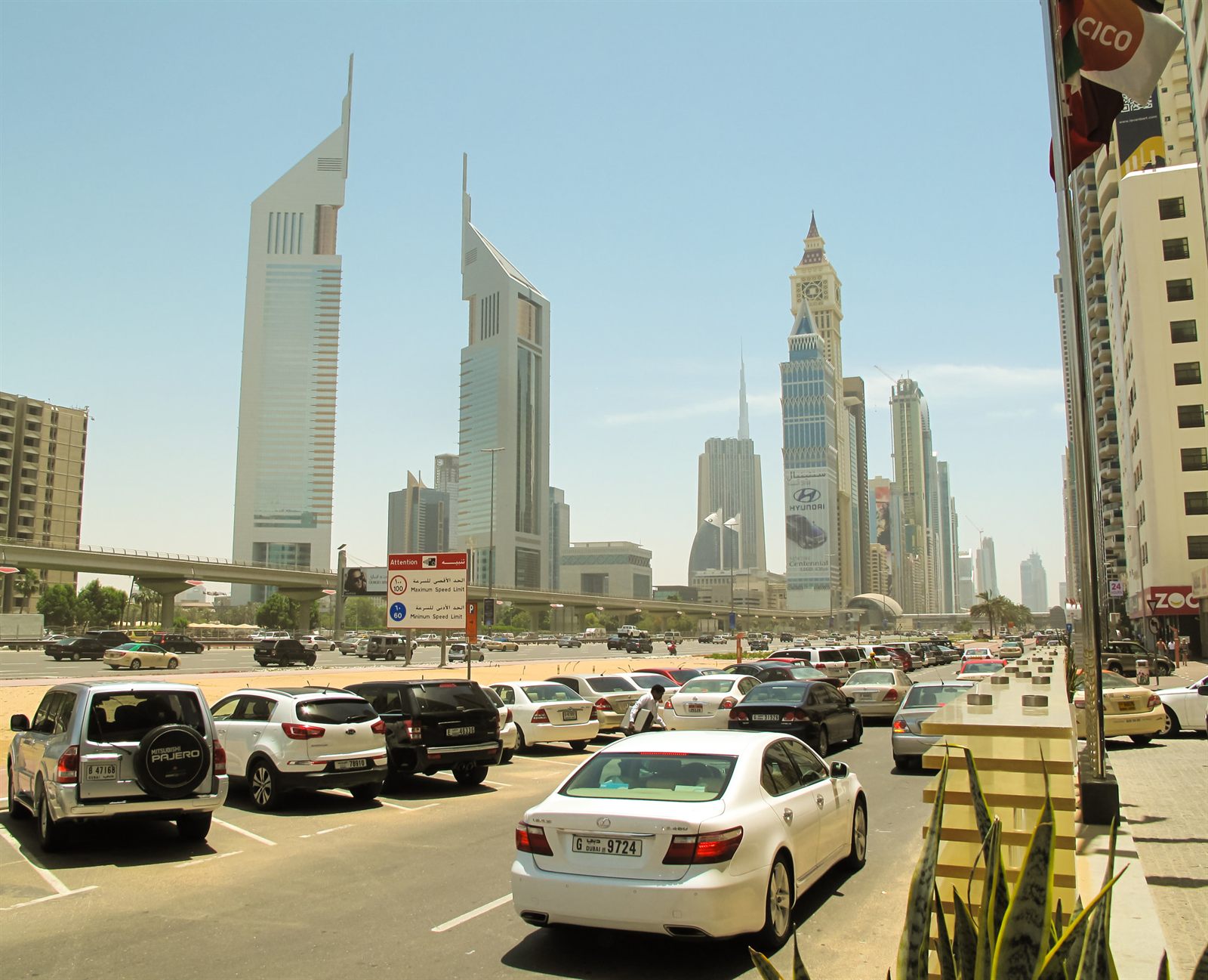 The high-rise skyline along Sheikh Zayed Road in Dubai, United Arab Emirates